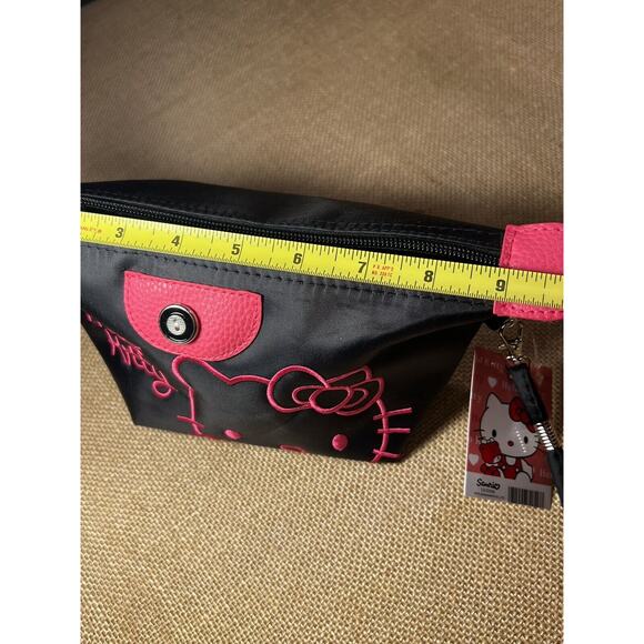 Hello Kitty (For Sale in Japan Only) Nylon Embroidered Black Wristlet Bag - Picture 8 of 10